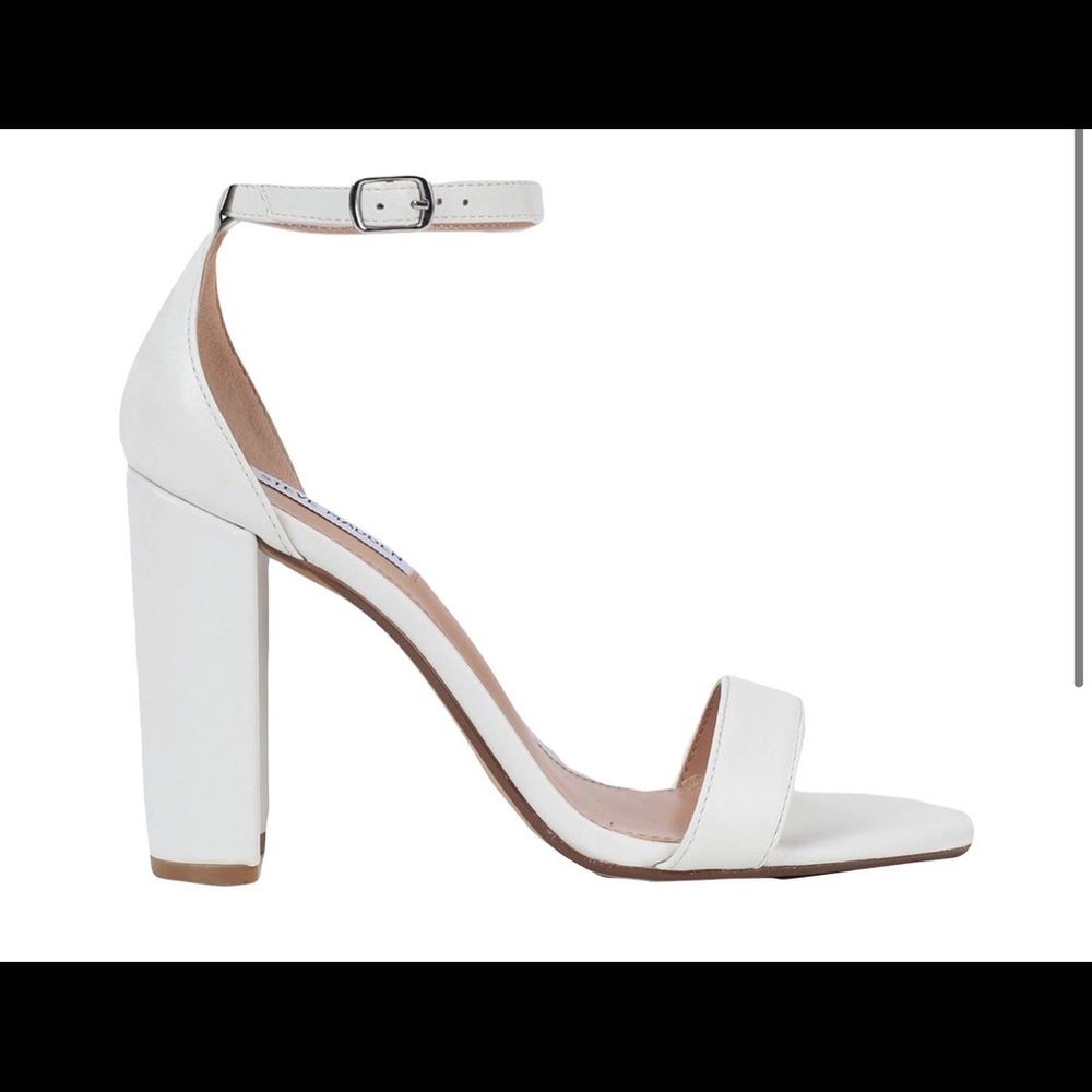 White Steve Madden block heel